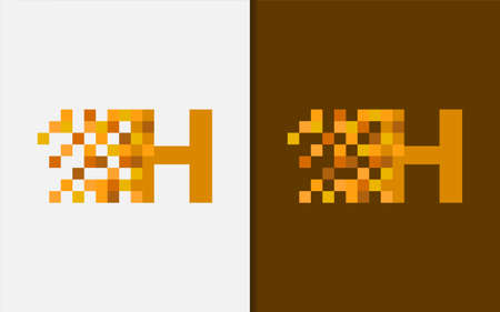 Abstract Digital Letter H Logo Design. Graphic Design Element.のイラスト素材