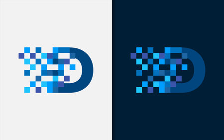 Abstract Digital Letter D Logo Design. Graphic Design Element.のイラスト素材