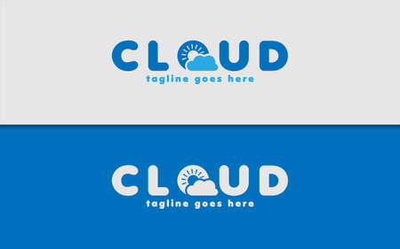 Abstract Logotype with Cloud Concept. Modern Minimalist Logo Design. Graphic Design Element.のイラスト素材
