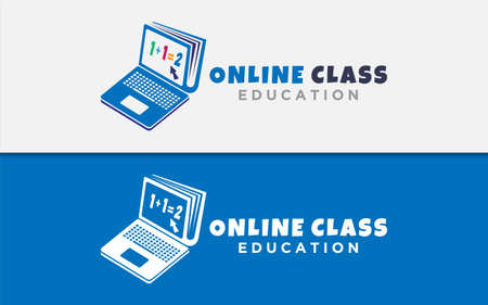 Online Class Education  . Abstract Keyboard Shape Combined with School Book As The Laptop Shape. Vector  Illustration. Graphic Design Element.のイラスト素材