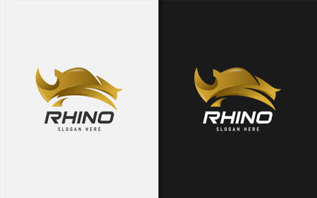 Golden Rhinoceros with Modern Shape Logo Design. Graphic Design Element.のイラスト素材