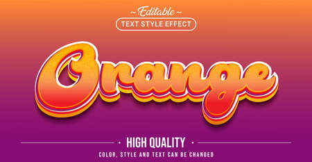 Editable text style effect - Orange text style theme. Graphic Design Element.のイラスト素材