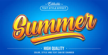 Editable text style effect - Summer text style theme. Graphic Design Element.のイラスト素材