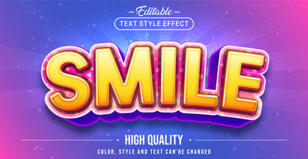 Editable text style effect - Smile text style theme. Graphic Design Element.のイラスト素材