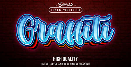 Editable text style effect - Graffiti text style theme. Graphic Design Element.のイラスト素材