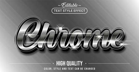 Editable text style effect - Chrome text style theme. Graphic Design Element.のイラスト素材