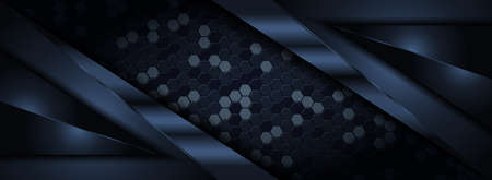 Abstract Dark Navy Background with Various Shape Combination. Usable for Background, Wallpaper, Banner, Poster, Brochure, Card, Web, Presentation. Vector Illustration Design Template. Graphic Design Element.のイラスト素材