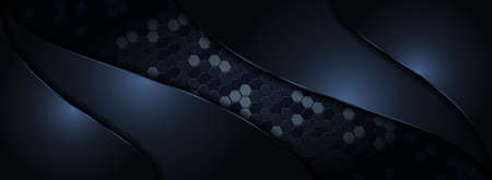 Abstract Dark Navy Background with Various Shape Combination. Usable for Background, Wallpaper, Banner, Poster, Brochure, Card, Web, Presentation. Vector Illustration Design Template. Graphic Design Element.のイラスト素材