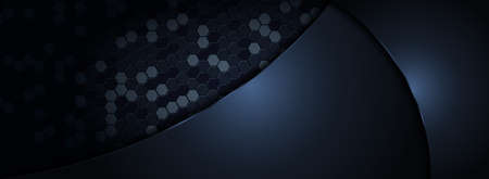 Abstract Dark Navy Background with Various Shape Combination. Usable for Background, Wallpaper, Banner, Poster, Brochure, Card, Web, Presentation. Vector Illustration Design Template. Graphic Design Element.のイラスト素材