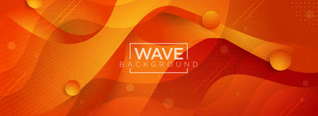 Abstract 3d Waves Fluid Orange Background Design. Modern Dynamic Gradient Style. Usable for Background, Wallpaper, Banner, Poster, Brochure, Card, Web, Presentation. Vector Illustration Design Template. Graphic Design Element.のイラスト素材
