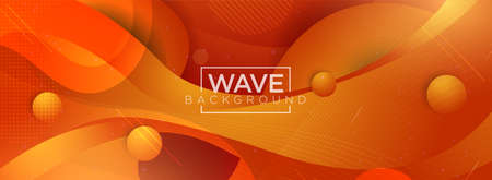 Abstract 3d Waves Fluid Orange Background Design. Modern Dynamic Gradient Style. Usable for Background, Wallpaper, Banner, Poster, Brochure, Card, Web, Presentation. Vector Illustration Design Template. Graphic Design Element.のイラスト素材