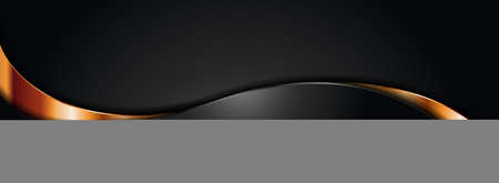 Abstract Black Background Combined with Golden Lines and Overlap Layer Style Design. Usable for Background, Wallpaper, Banner, Poster, Brochure, Card, Web, Presentation. Vector Illustration Design Template. Graphic Design Element.のイラスト素材