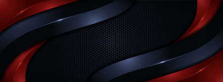 Modern Navy and Red Combination Background with Futuristic Overlap Layered Style Concept. Graphic Design Element.のイラスト素材