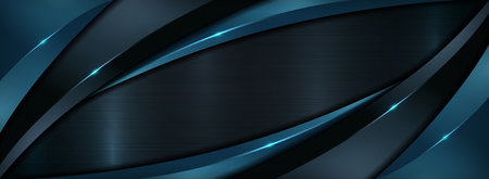 Modern Dark Navy Background with Futuristic Overlap Layered Style Concept. Graphic Design Element.のイラスト素材