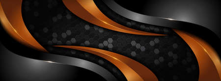 Modern Dark and Golden Orange Combination Background with Futuristic Overlap Layered Style Concept. Graphic Design Element.のイラスト素材
