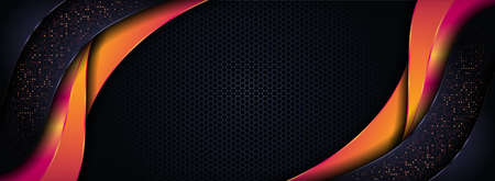 Modern Dark and Orange Combination Background with Futuristic Overlap Layered Style Concept. Graphic Design Element.のイラスト素材