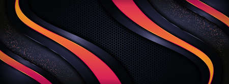 Modern Dark and Orange Combination Background with Futuristic Overlap Layered Style Concept. Graphic Design Element.のイラスト素材