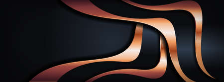 Luxury Dark Background Combined with Dynamic Golden Lines and Overlap Layer Style. Graphic Design Element.のイラスト素材