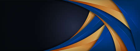 Modern Navy Background Combined with Blue and Gold Geometric Shape. Abstract Graphic Design. Graphic Design Template.のイラスト素材