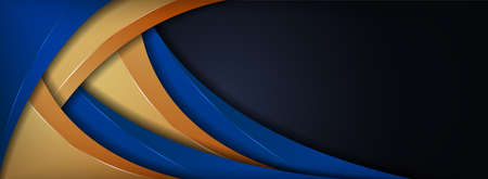 Modern Navy Background Combined with Blue and Gold Geometric Shape. Abstract Graphic Design. Graphic Design Template.のイラスト素材