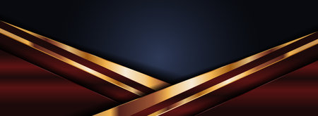 Abstract Geometric Dark Navy and Red Background Combined with Golden Lines. Luxury Modern Background Graphic Element. Graphic Design Template.のイラスト素材