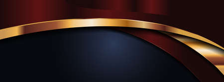 Abstract Geometric Dark Navy and Red Background Combined with Golden Lines. Luxury Modern Background Graphic Element. Graphic Design Template.のイラスト素材