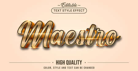 Editable text style effect - Golden Maestro text style theme. Graphic Design Element.のイラスト素材