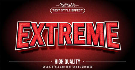 Editable text style effect - Red Extreme text style theme. Graphic Design Element.のイラスト素材
