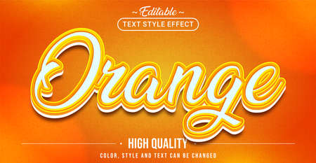 Editable text style effect - Orange text style theme. Graphic Design Element.