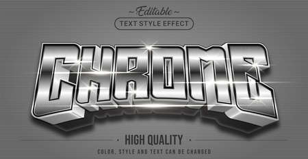 Editable text style effect - Chrome text style theme. Graphic Design Element.のイラスト素材