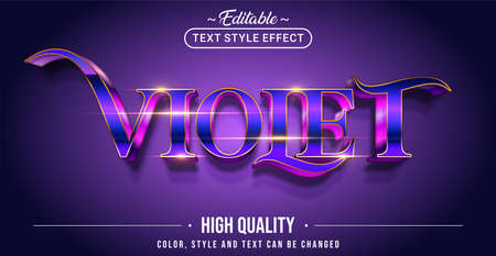 Editable text style effect - Violet text style theme. Graphic Design Element.のイラスト素材
