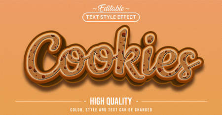 Editable text style effect - Cookies text style theme. Graphic Design Element.のイラスト素材