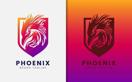 Abstract Phoenix Logo with Modern Sharp Shape and Emblem Combination. Graphic Design Element.のイラスト素材