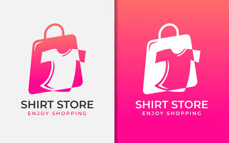 Modern Fashion Shop L go Design with Shirt and Shopping Bag Combination Concept.のイラスト素材