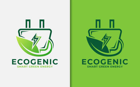 Abstract Power Adapter Socket and Leaf Combination as Green Eco Energy  Design.のイラスト素材