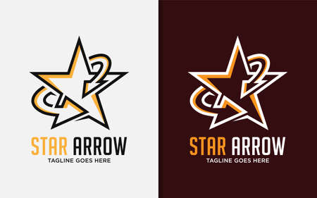Modern Minimalist Star Logo Design and Arrow Shape Style Concept.のイラスト素材
