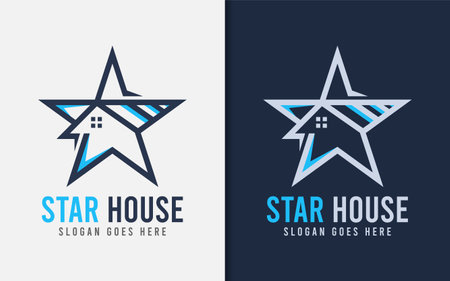 Abstract Star and House Shape Logo Design with Minimalist Modern Style Concept.のイラスト素材