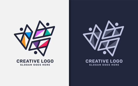 Abstract Creative People Logo Design with Fun Colorful Concept. Usable for Business Brand, Group, Community, Foundation and Company.のイラスト素材