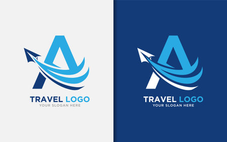 Abstract Initial Letter A Combined with Paper Plane Logo Design. Usable for Travel Business, Brand, and Company.のイラスト素材