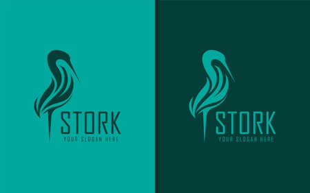 Abstract Minimalist Stork with Elegant Shape Logo Design.のイラスト素材
