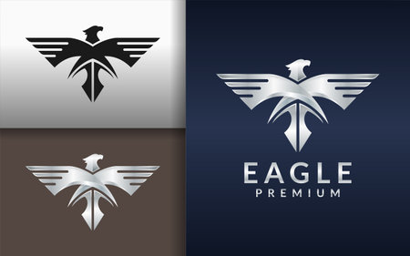 Modern Eagle Logo Design with Chrome Metallic Style Concept.のイラスト素材