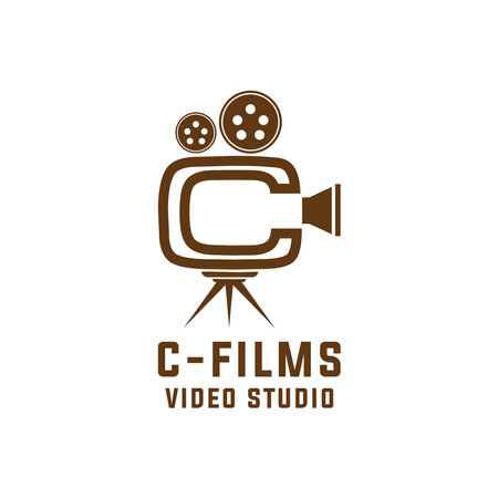 Abstract Initial Letter C Combined with Movie Camera Style Concept.のイラスト素材