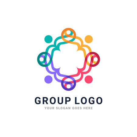 People Group Logo Illustration with Colorful and Modern Lines Concept.のイラスト素材