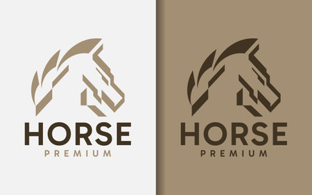 Abstract Minimalist Horse Logo Design Made From Lines Combination Concept. Vector Logo Illustration.のイラスト素材