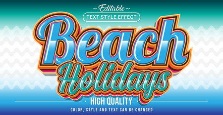 Editable text style effect - Beach Holidays text style theme.のイラスト素材