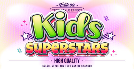 Editable text style effect - Kids Superstars text style theme.のイラスト素材