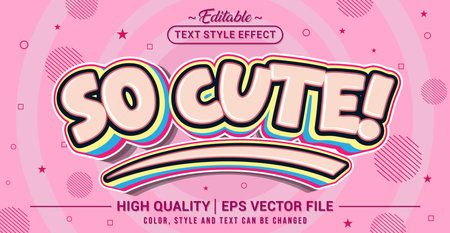 Editable text style effect - So cute text style theme. Vector text style illustration template.のイラスト素材
