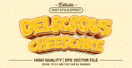 Editable text style effect - Delicious Cheescake text style theme. Vector text style illustration template.のイラスト素材