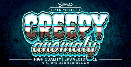 Editable text style effect - Creepy Anomaly text style theme. Vector text style illustration template.のイラスト素材