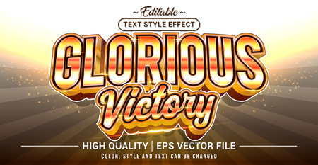 Editable text style effect - Glorious Victory text style theme. Vector text style illustration template.のイラスト素材